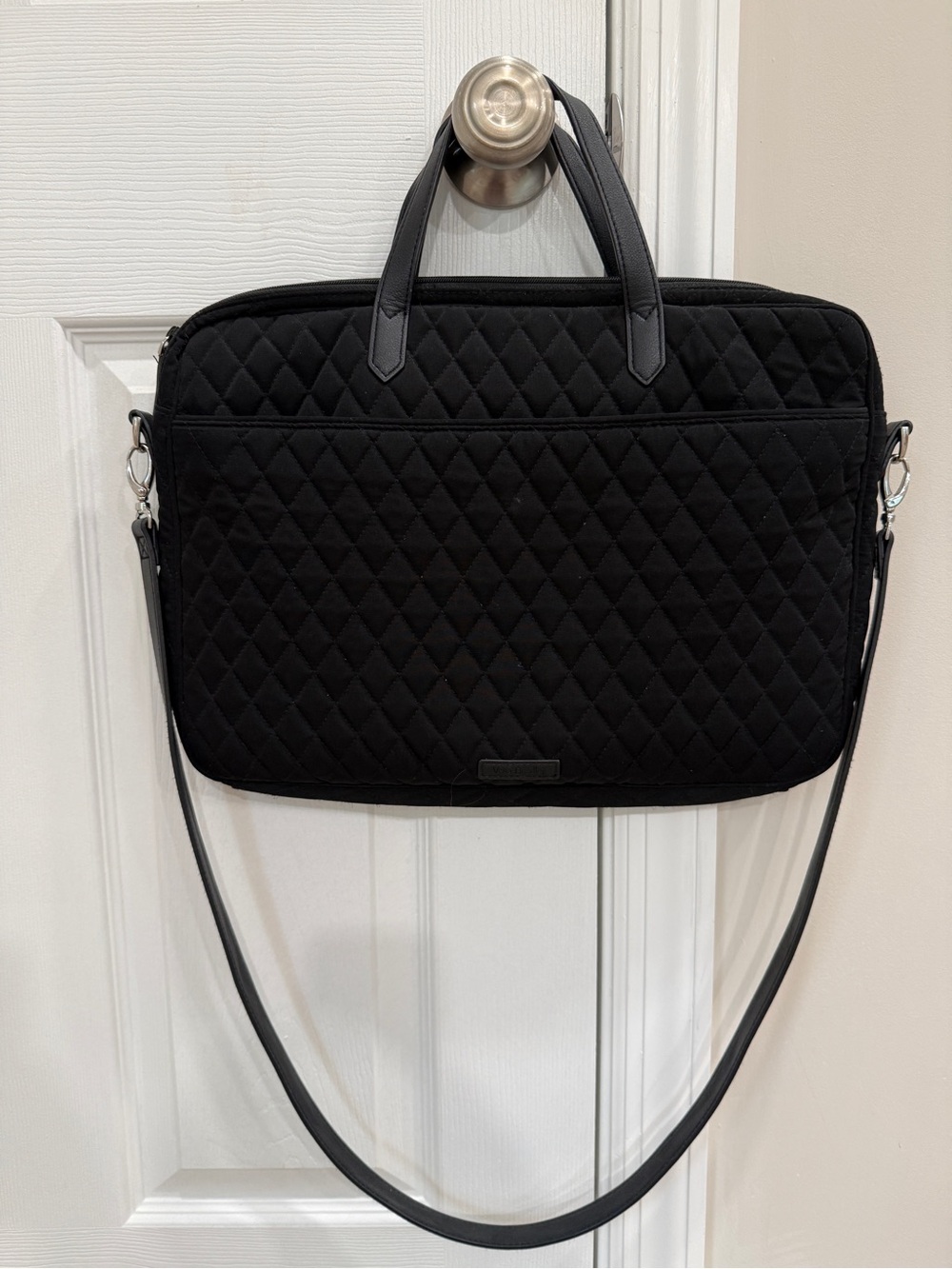 Vera Bradley Black Quilted Laptop Bag with Shoulder Strap